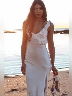 Silky Cream Ruffle V-Neck Camisole